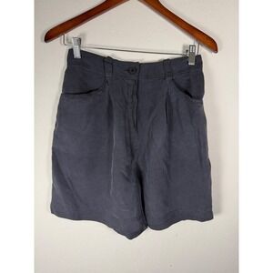 Genny Maglia Womens Navy Pleated Silk Shorts Made in Italy Size FR42